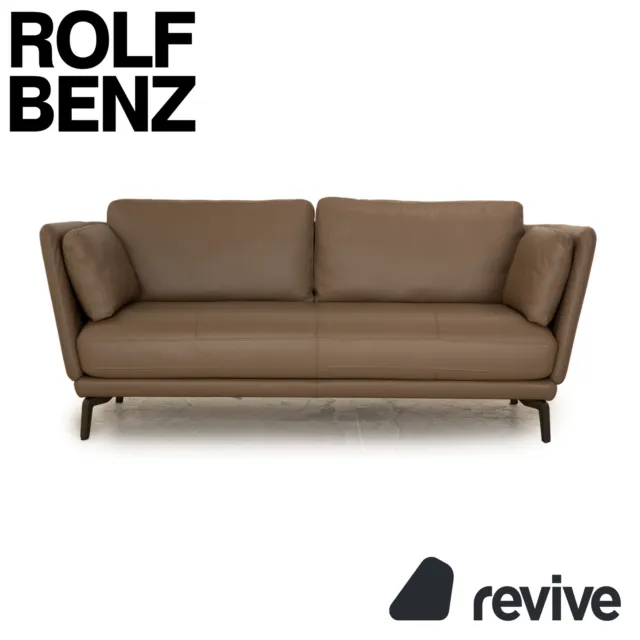 Rolf Benz 525 Rondo Leather Two Seater Grey Beige Sofa Couch