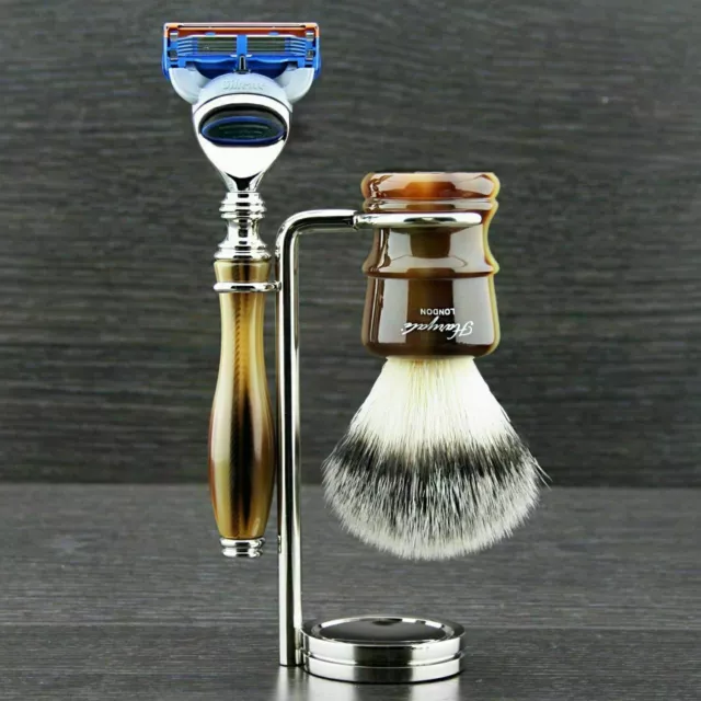 Haryali 5 Orlo Rasoio da Barba Pennello da Barba e Supporto Set Kit per Uomo