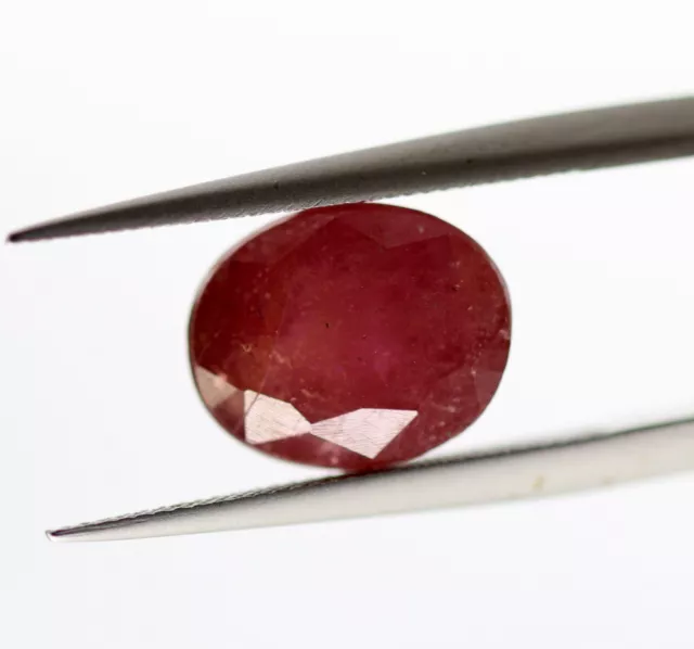 Reddish Pink Color Loose Natural Ruby Oval Cut Faceted Glass filled Gem 4.45 Ct 3