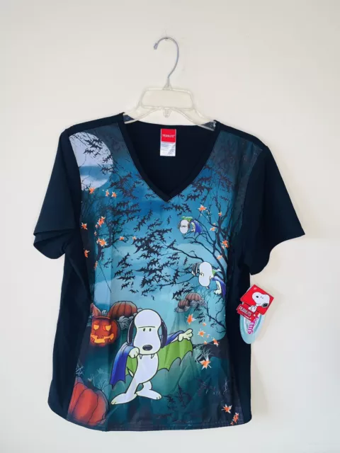 Peanuts Snoopy Halloween Scrub Shirt NWT Medium