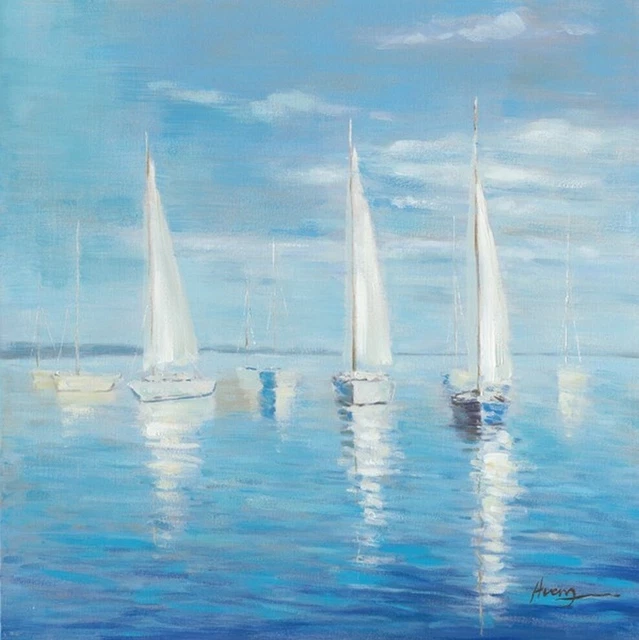 Tableau Toile Paysage Bateau Mer Plage Soleil - 100x50 Cm - Moderne - Marque Tulup
