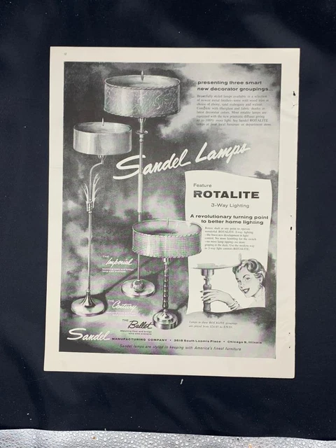 Magazine Ad* - 1955 - Sandel Co., Chicago, IL - ROTALITE - Mid Century Modern
