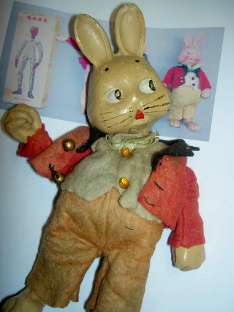 VERY RARE antique Bucherer, Swiss SABA multi-jointed Mr. PETER RABBIT figure toy