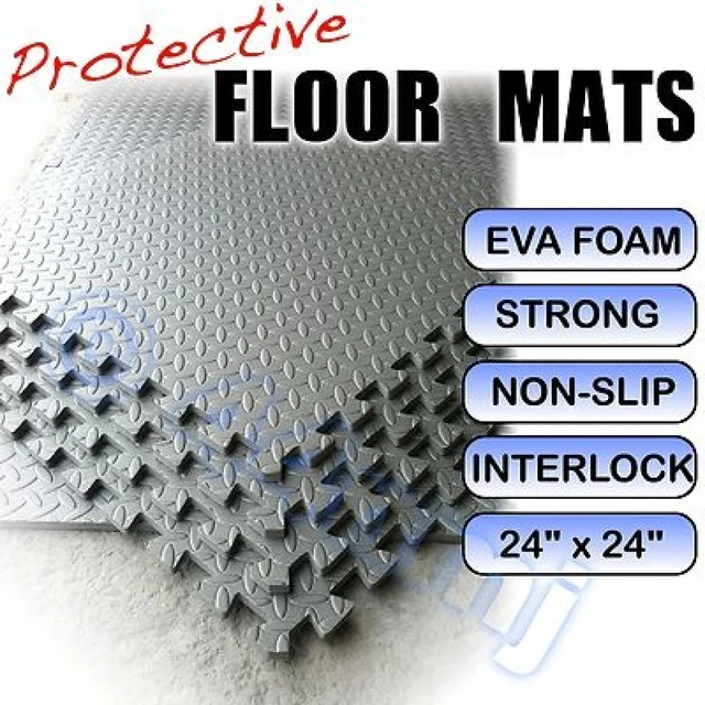 12mm Anti -slip ad Incastro Officina Showroom Pavimento Stuoie Luce Grigio 64 Sq