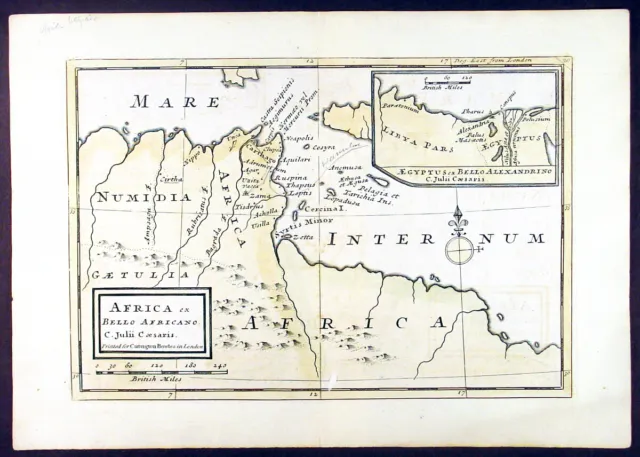 1764 Herman Moll Antique Map of Tunisia & Libya North Africa, Carthage