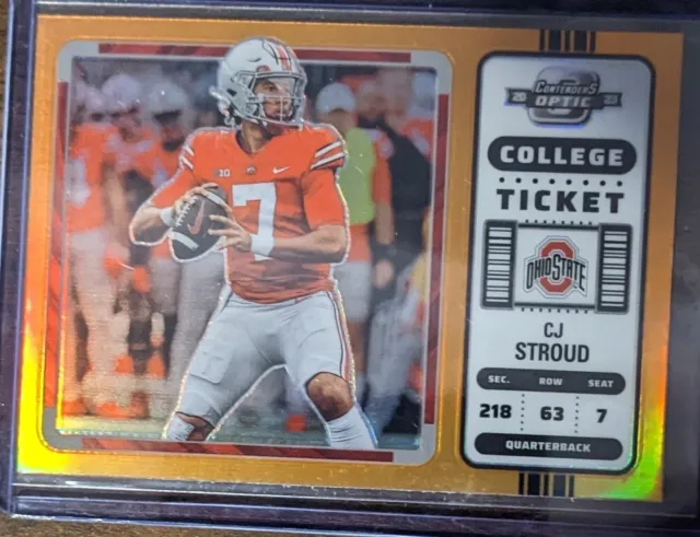 CJ STROUD 2023 Contenders Optic Draft Picks #2 College Ticket ORANGE ROOKIE RC