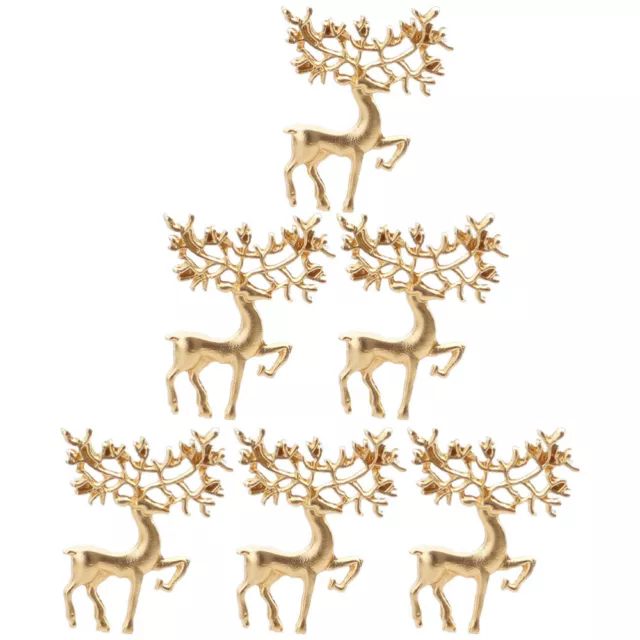 6 Pcs Holiday Label Pin Cartoon Brooch Badge Christmas Elk Frosted