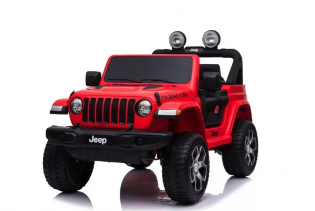 Auto Elettrica per Bambini Jeep Wrangler Rubicon 12V, Mp3, Sedile Pelle, Rossa