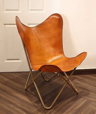 Vintage Handmade Leather Butterfly Chair BKF Sleeper Seat Relax Arm Lounge chair