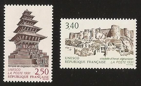 FRANCE 1991 - Timbres de Service UNESCO n° 108 et 109 NEUFS** LUXE MNH
