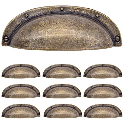 Arch Cup Handle Pull Antique Brass 3 3/4 (96mm) inch Drawer pulls Bronze Kitc...
