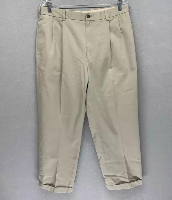 Brooks Brothers Mens Elliot Advantage Chino Pants 37x30 Cotton Pleated Cuffed