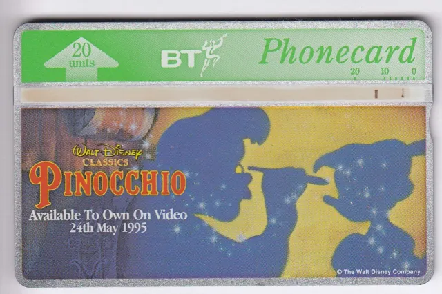 Disney  Telecarte / Phonecard .. U.k 20U L&G 525C Bt Cinema Cartoon Pinocchio
