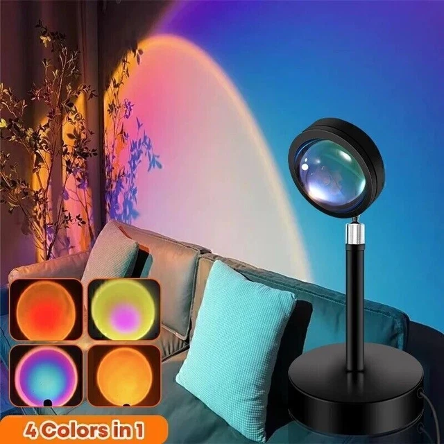 SUNSET LAMP LED Projection Sun/ Rainbow 4Colors Remote Atmosphere