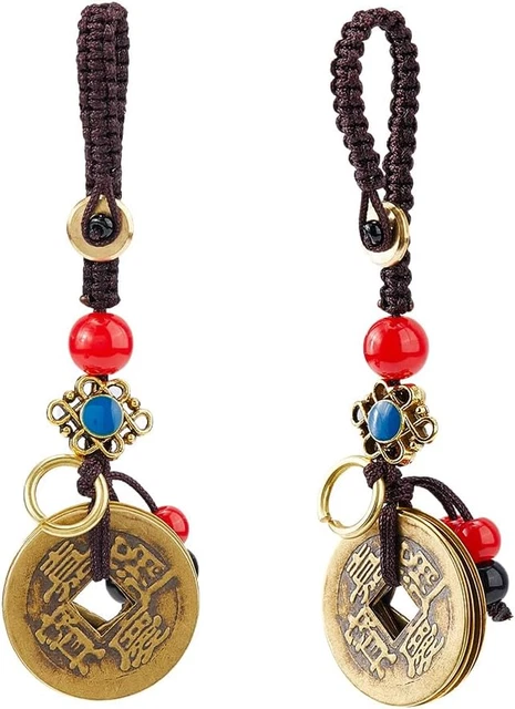 Feng Shui Glücksmünzen Set – Chinesische Knoten Mit 5 Kaiser-Münzen, Armband & Roter Schnur, Für Wohlstand & Gesundheit