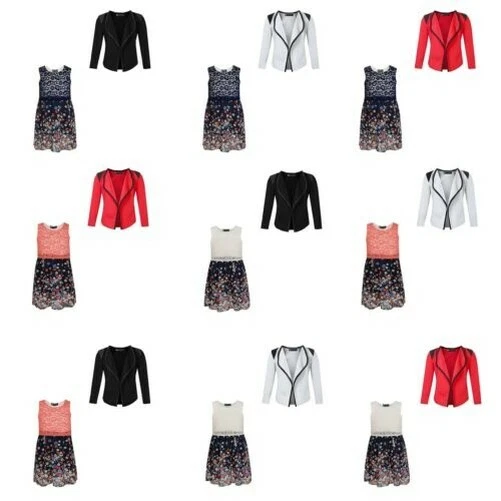 Ragazze Chiffon Pizzo Top Floreale Abito Fascio con Aperto Anteriore Giacca 3-14