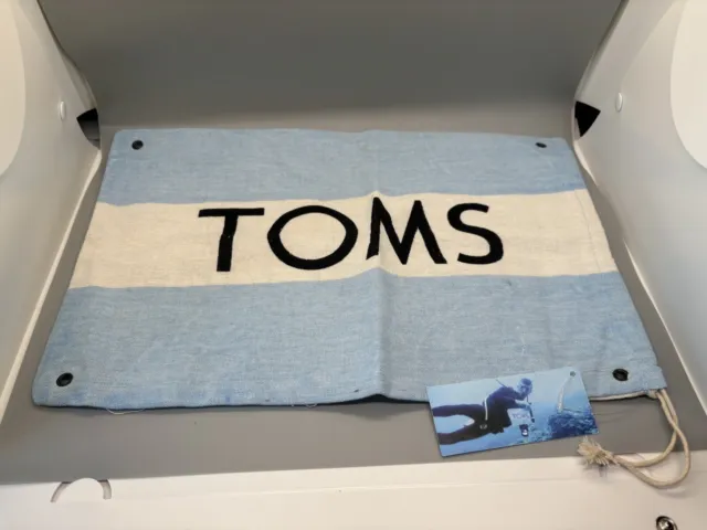 TOMS Shoe Dust Bag Cloth Drawstring One for One Blue White 10.5" X 16" New NWT