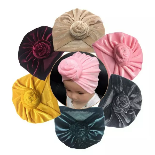 Handmade Velvet Turban  Headband Baby Kids Elastic Knot Hair Band Head Wrap