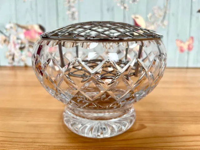 Vintage crystal cut glass rose bowl vase large