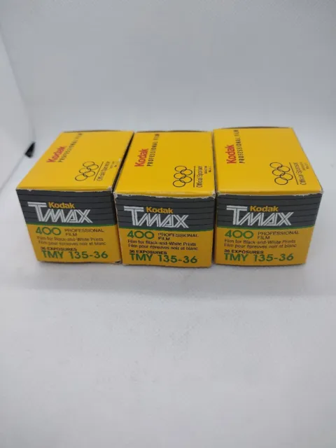 Kodak TMAX 400 Black & White 35mm Negative Film 3 Rolls TMY 36 Exp Date 3/2004