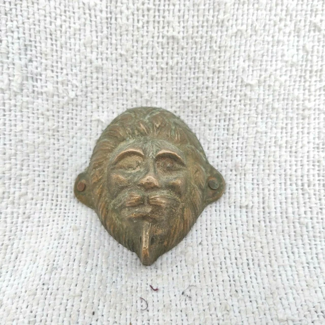 Vintage Old Man Beard Look Brass Wall Hanger Hook Home Decorative Brassware