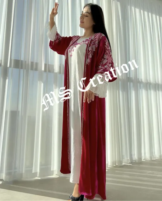 Sale Luxury Velvet Bedded Crystal Work Moroccan Dubai Kaftan Wedding Dress 472