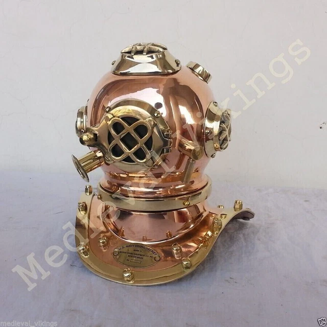 Mini Casque De Plongée US Navy En Laiton Et Cuivre - Décoration Intérieure Vintage, Reproduction Ancienne, Fait Main