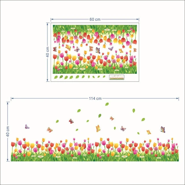 Pegatina de pared extraíble con flor de tulipán mariposa vinilo calcomanía artística decoración del hogar parte Reino Unido