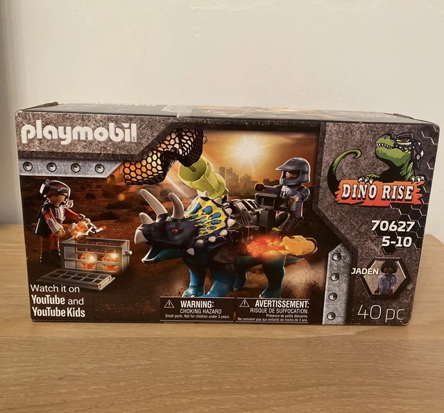 PLAYMOBIL Dino Rise – T-Rex Y Robot De Combate, Set De 84 Piezas Con Blindaje Y Cañones, Para Niños De 5 Años En Adelante
