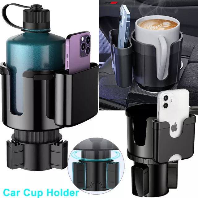 Car Cup Holder Expander Adapter, 2 in 1 Multifunctional 2 Cup Mount  Extender Sturdy Cupholder with 360° Rotating Adjustable Base to Hold Most  17oz 
