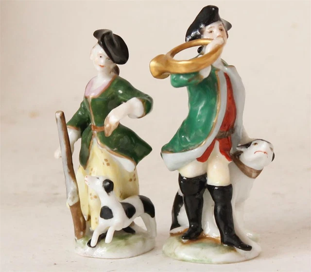 ANTIQUE GERMAN PAIR of Porcelain Figurines by Aelteste Volkstedt