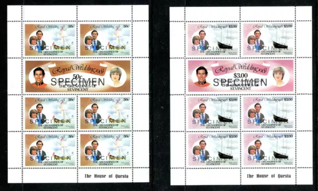 St. Vincent-Grenadines 209-14, 1981 Royal Wedding, Sheets Of 7, Mnh, (Stv057)