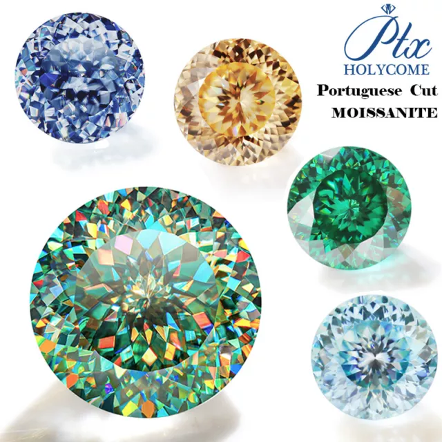 Round Portuguese Cut Moissanite Mixed Natural Color VVS1 GRA Handmade Loose Gems