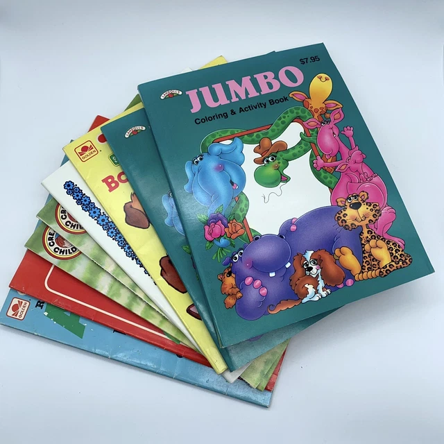 Vintage Coloring Books Lot 1980's & 1990s Sesame Street Santa Animals NOS & USED