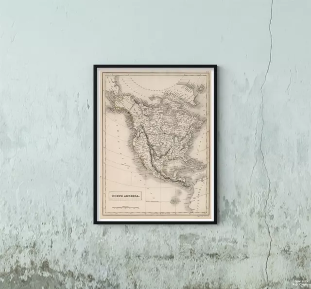 1841 World Atlas Map|North America|Historic Antique Vintage Reprint|Size: 18x24|