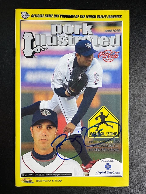 Brian Mazone Signed Lehigh Valley Ironpigs Baseball Program Autograph