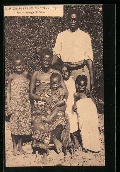 CPA Congo, Missions des peres blancs, Jeune menage chretien