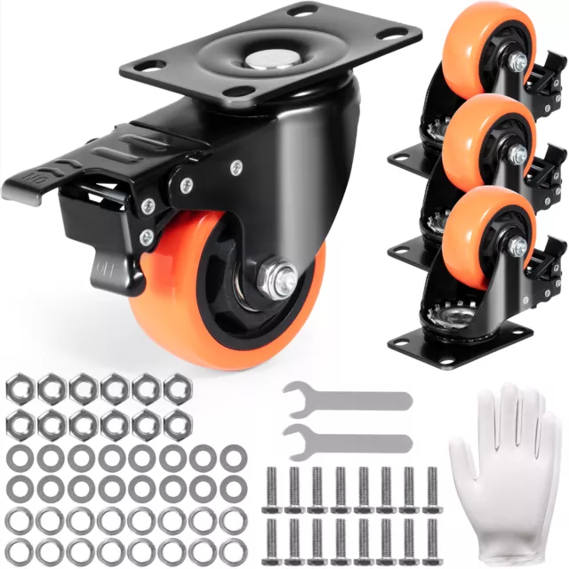 Lot De 4 Roulettes Pivotantes 360° Double Roulement – Rechange Valise, Bagage, Trolley Universel