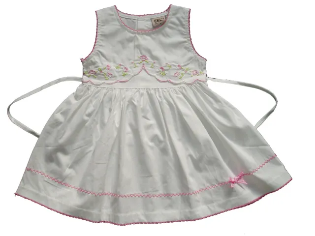 Baby Party Dress Cotton Floral  Pink White 0 3 6 9 12 Months