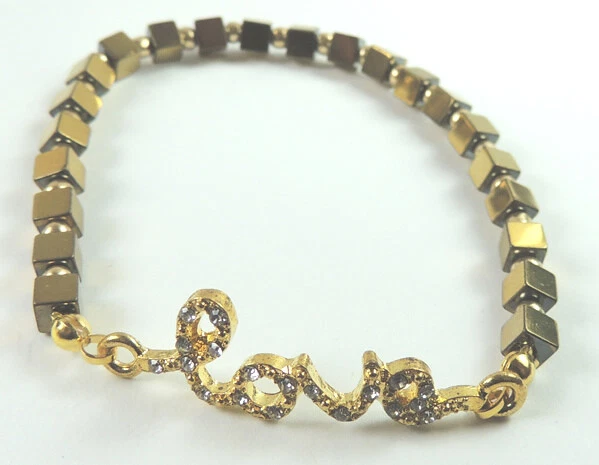 STRETCH Bracelet with Gold Hematite with Love