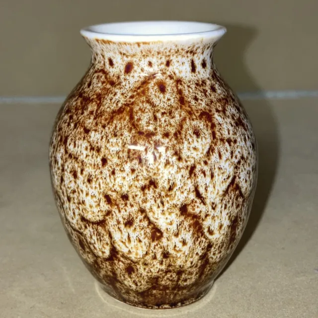 Vintage small vase, 7.5cm Tall New Devon England Mottled brown glaze, (0212)