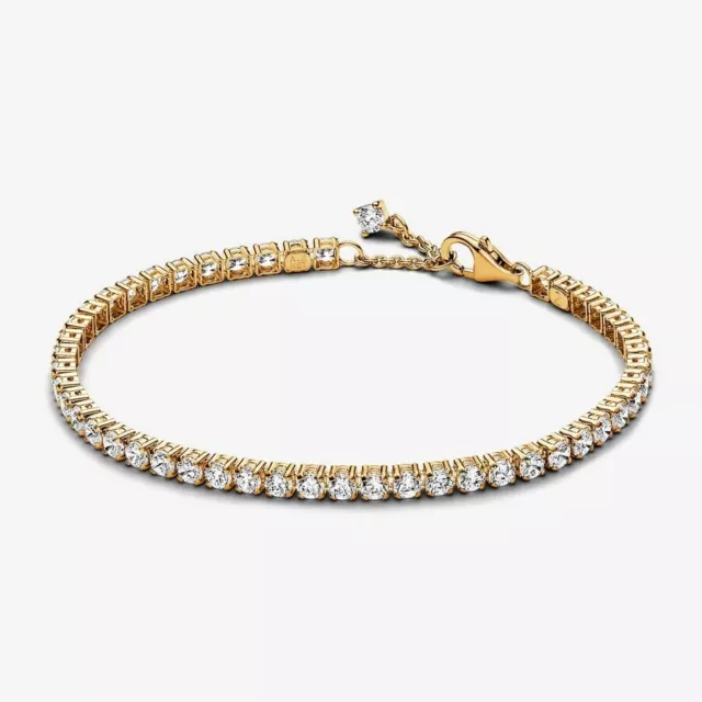 New 100% Genuine Pandora Shine Gold Sparkling Tennis Bracelet 561469C01-18cm S2
