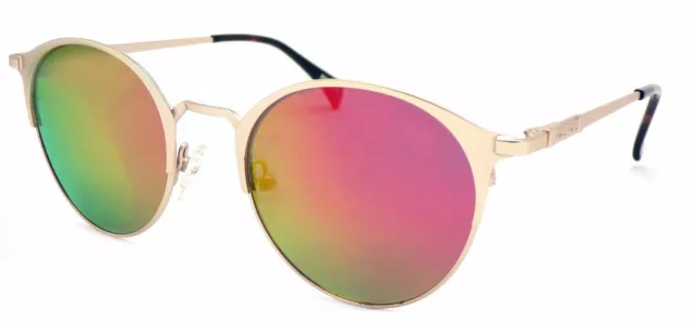 Dirty Dog Polarisiert Howl Sonnenbrille Gold Mit Rund Rot Spiegelglas 53570