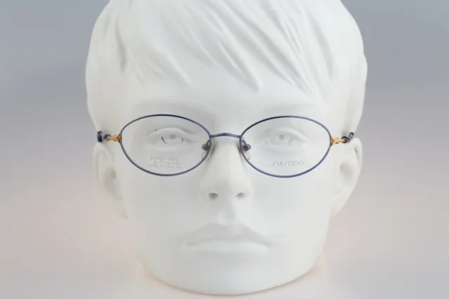 Shiseido SH 2059 3 Titanium, Vintage 90s blue small cat eye glasses frames