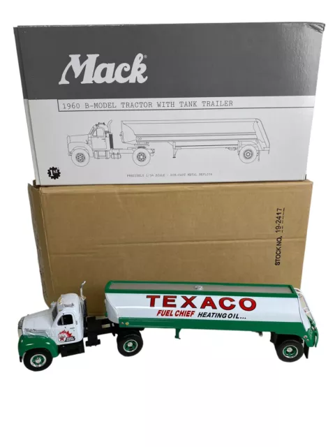 First Gear Mack 1960 B-Model Texaco Fuel Chief Tractor w/ Tank Trailer 19-2417