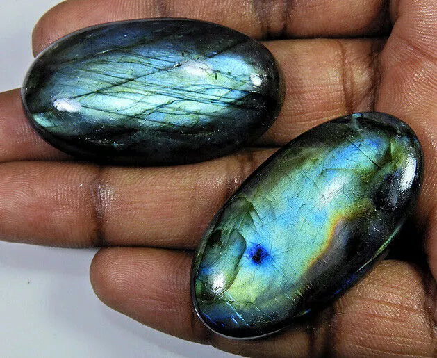 177Cts.Labradorita natural Multi Flash Oval Cabochon Piedra preciosa suelta...