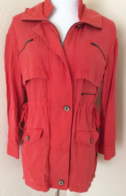 Anorak Jacket BCBG Orange color hooded jacket windbreaker Zipper Jacket BCBG