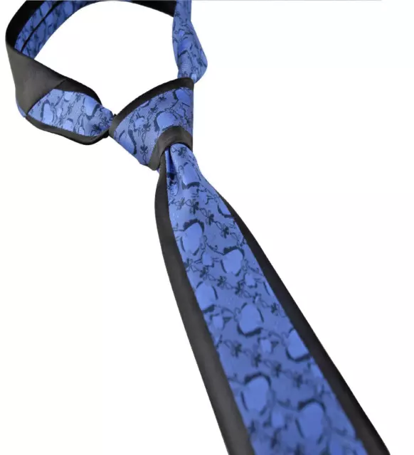 Cravatta nera snella blu paisley da uomo ragazzo design floreale matrimonio regalo Regno Unito