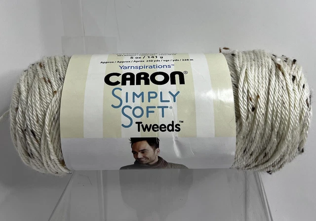 Caron Simply Hilo Suave TWEEDS BLANCOS #4 Mediano Nuevo