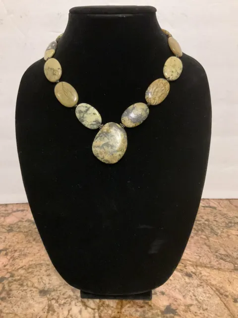 STONE Yellow/Green Beaded Statement Necklace 8 1/2 in Drop